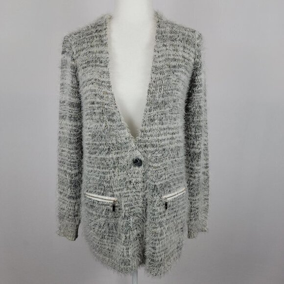 Black Rivet Sweaters - Black Rivet Fuzzy Sweater Cardigan Button Down Long Sleeve V-Neck Stretch Size M
